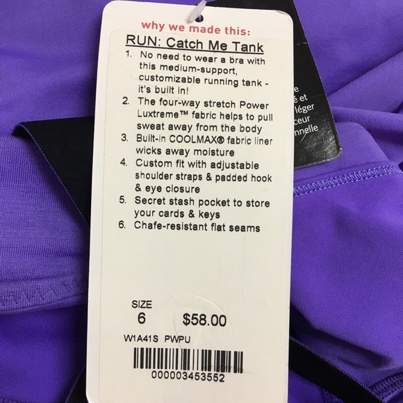 New Lululemon Run Catch Me Tank Size 6 Purple - Picture 6 of 10